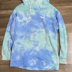 PINK ( Victoria Secret) tie dye blue hoodie
